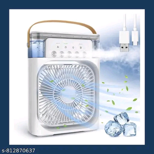 Mini Air Conditioner with 7 colour LED, 3 Fan Speed, 5 Sprays, USB port white