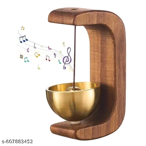 Wooden door chime self adhesive bell with brass.