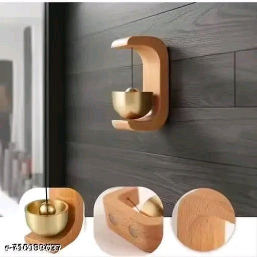 2-PC Wooden magnetic self adhesive door chime bell with brass, Dopamine door bell.
