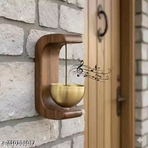 2-PC Wooden magnetic self adhesive door chime bell with brass, Dopamine door bell.